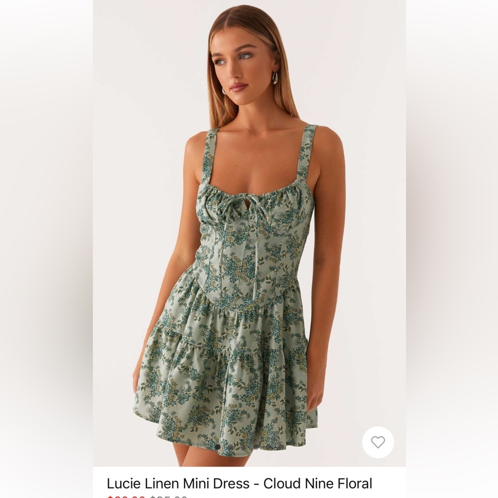Peppermayo Green Floral Linen Mini Dress